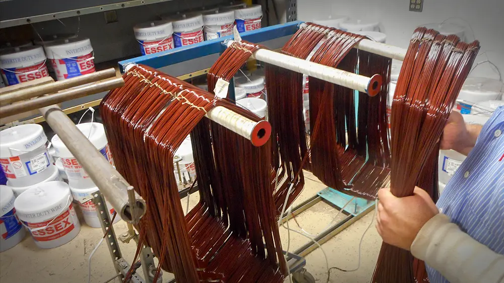 Electric motor copper wire winding coil